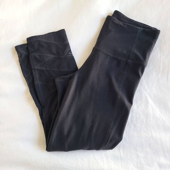 Athleta Cropped Leggings Womens XS Black Stretch Nylon Blend Activewear Running - Picture 1 of 6